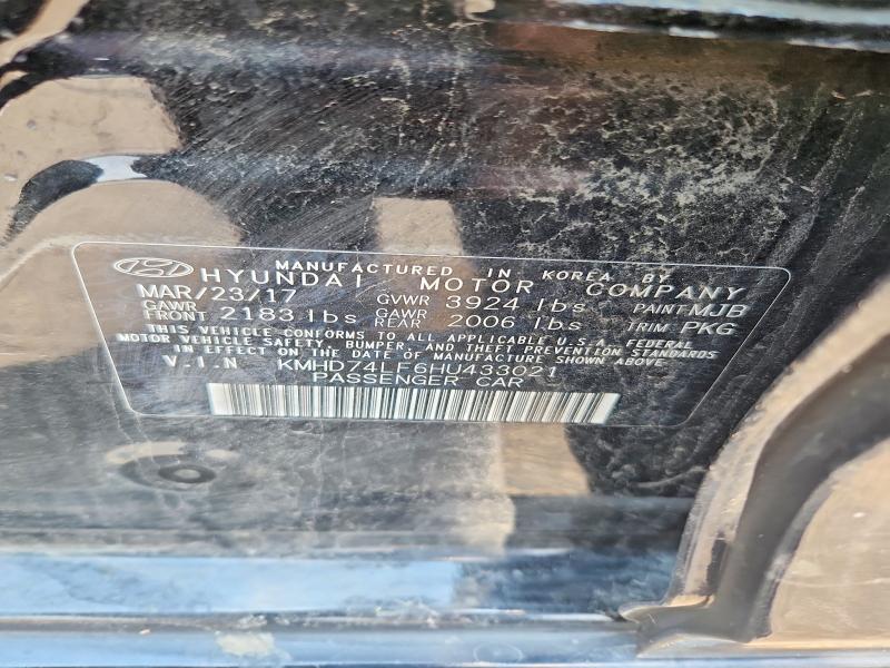 Продажа на аукционе авто 2017 Hyundai Elantra, vin: KMHD74LF6HU433021, номер лота: 61627336