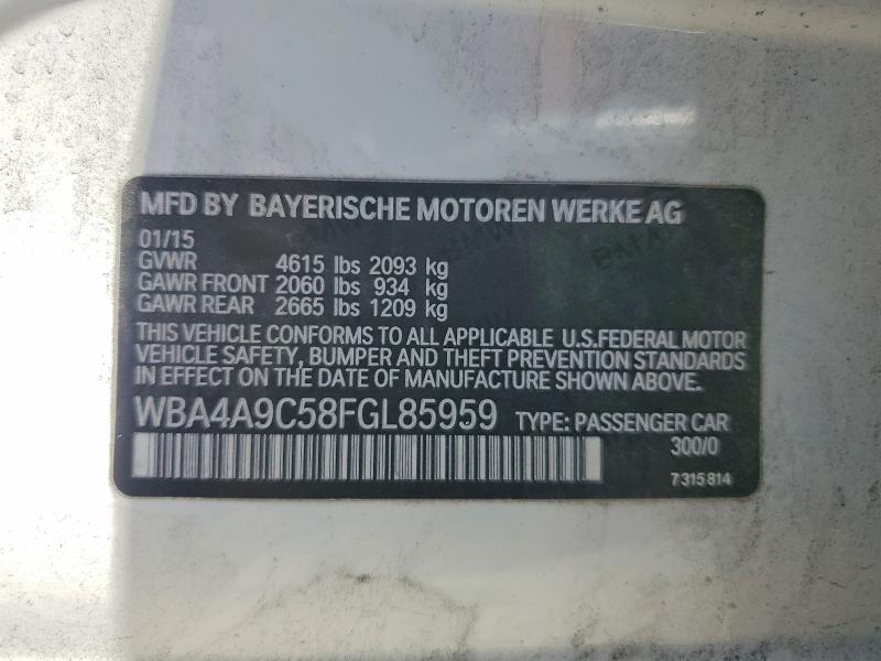 59921796 :رقم المزاد ، WBA4A9C58FGL85959 vin ، 2015 Bmw 428 مزاد بيع