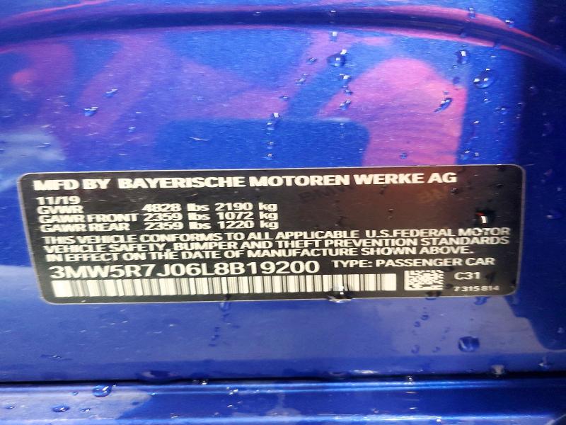 2020 Bmw 330xi მანქანა იყიდება აუქციონზე, vin: 3MW5R7J06L8B19200, აუქციონის ნომერი: 60656886