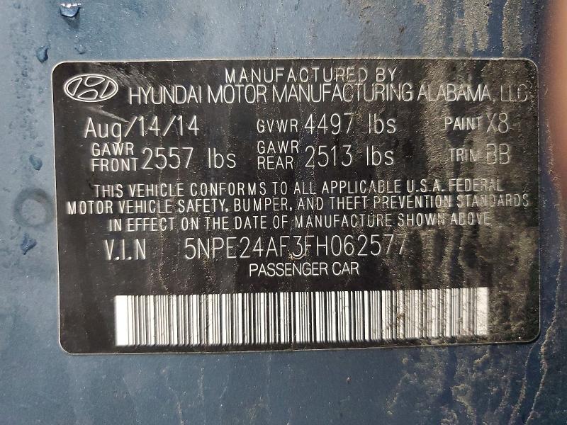 Aukcja sprzedaży 2015 Hyundai Sonata, vin: 5NPE24AF3FH062577, numer aukcji: 62888126