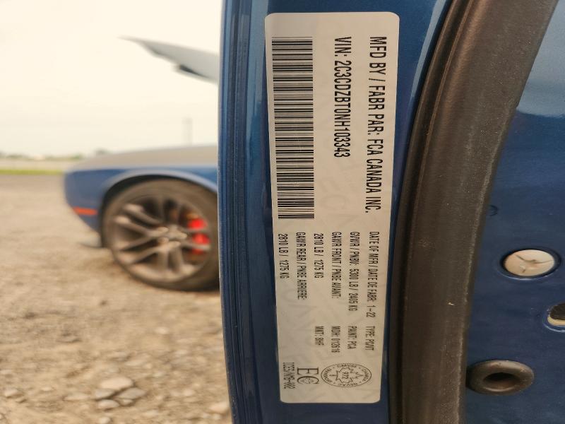 Aukcja sprzedaży 2022 Dodge Challenger, vin: 2C3CDZBT0NH103343, numer aukcji: 60872566