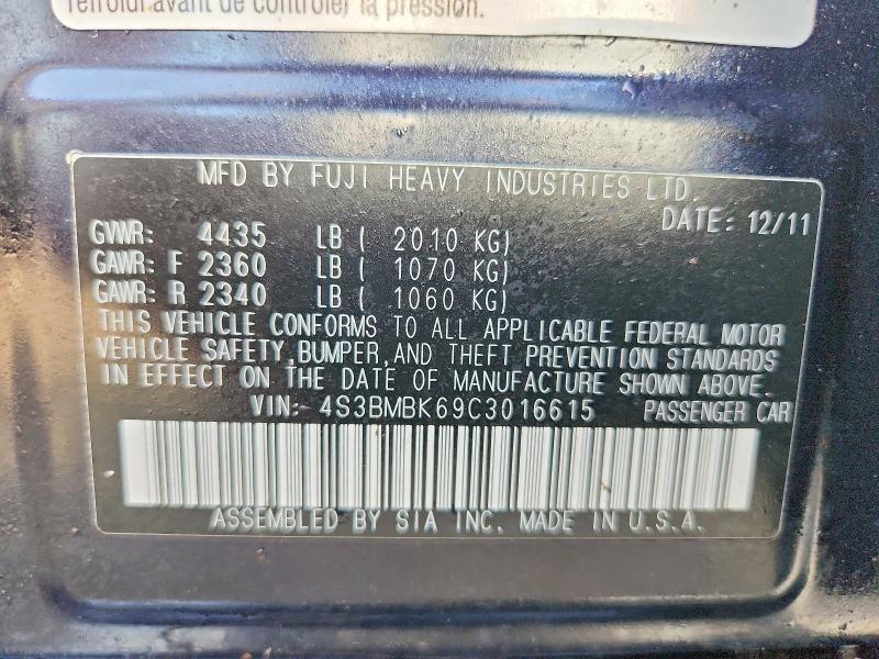 Продажа на аукционе авто 2012 Subaru Legacy, vin: 4S3BMBK69C3016615, номер лота: 62278466