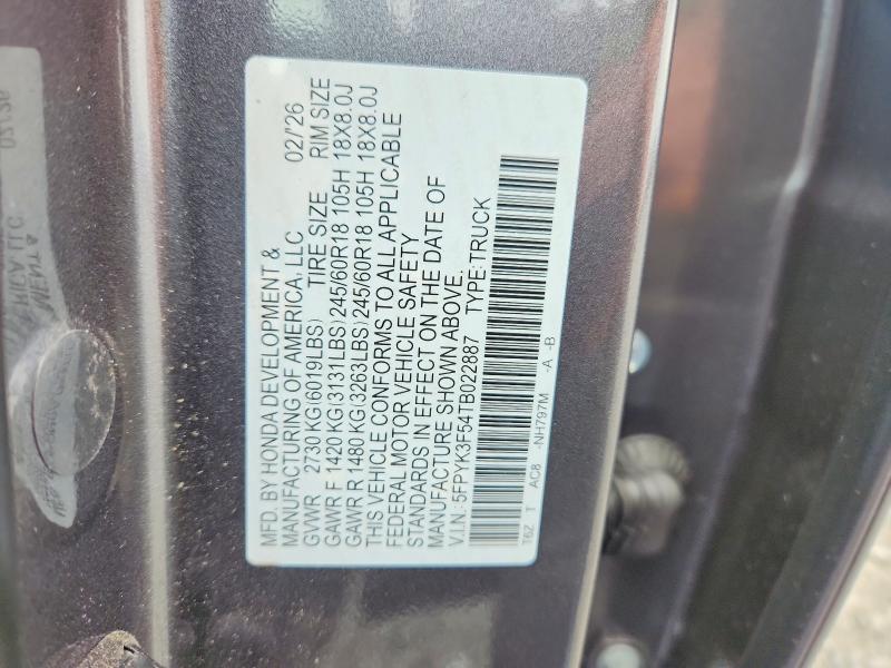 2026 Honda Ridgeline მანქანა იყიდება აუქციონზე, vin: 5FPYK3F54TB022887, აუქციონის ნომერი: 61134596