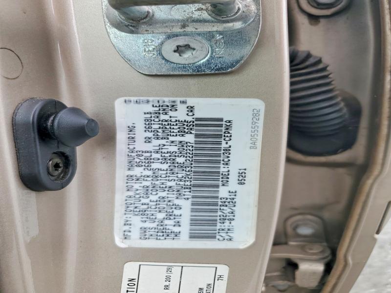 Продажа на аукционе авто 2003 Toyota Camry, vin: 4T1BE32K63U222237, номер лота: 61911446