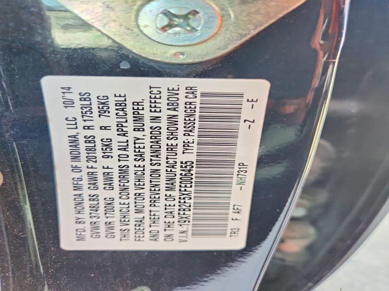 61797306 :رقم المزاد ، 19XFB2F5XFE006455 vin ، 2015 Honda Civc مزاد بيع