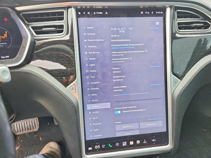Продажа на аукционе авто 2017 Tesla Model S, vin: 5YJSA1E13HF184540, номер лота: 58532316