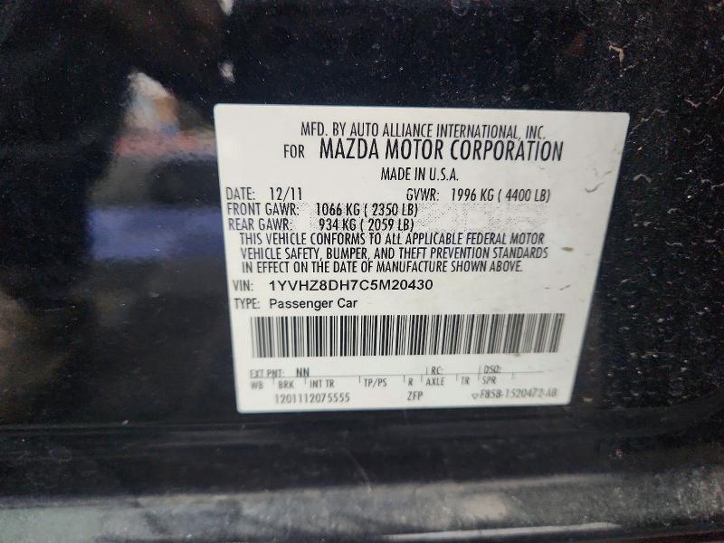 Продажа на аукционе авто 2012 Mazda 6, vin: 1YVHZ8DH7C5M20430, номер лота: 62621996