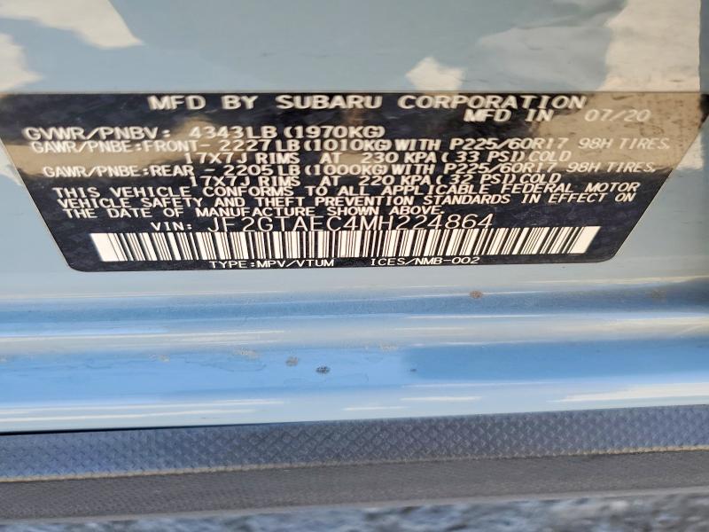 Aukcja sprzedaży 2021 Subaru Crosstrek, vin: JF2GTAEC4MH224864, numer aukcji: 61046776