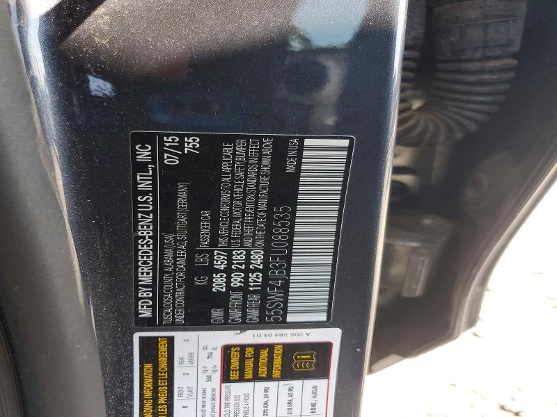 2015 Mercedes-benz C მანქანა იყიდება აუქციონზე, vin: 55SWF4JB3FU088535, აუქციონის ნომერი: 59603666