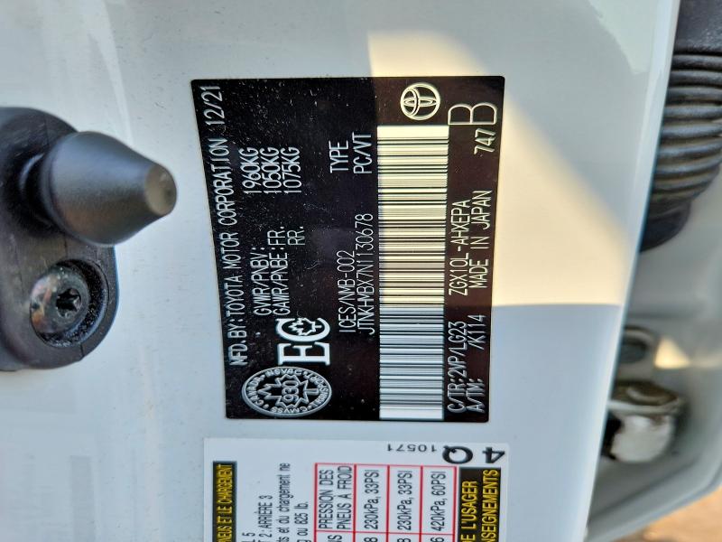 2022 Toyota C-hr მანქანა იყიდება აუქციონზე, vin: JTNKHMBX7N1130678, აუქციონის ნომერი: 61327196