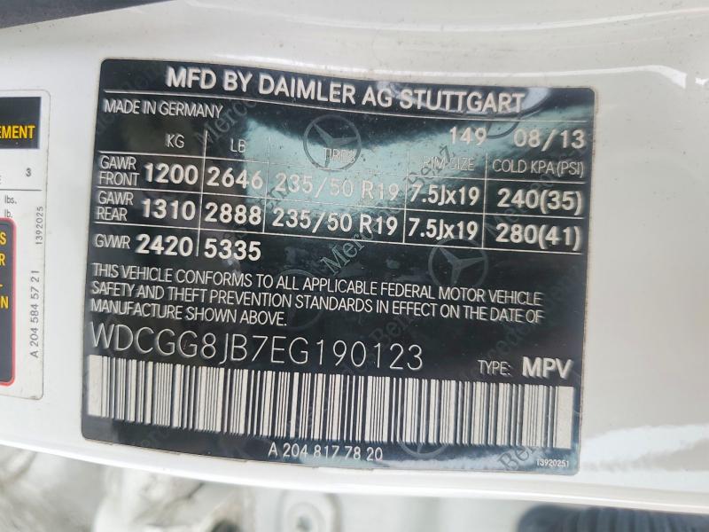 60974266 :رقم المزاد ، WDCGG8JB7EG190123 vin ، 2014 Mercedes-benz Glk مزاد بيع