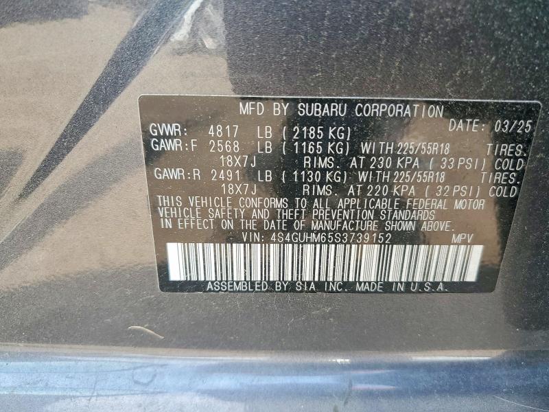 Aukcja sprzedaży 2025 Subaru Crosstrek, vin: 4S4GUHM65S3739152, numer aukcji: 62741126