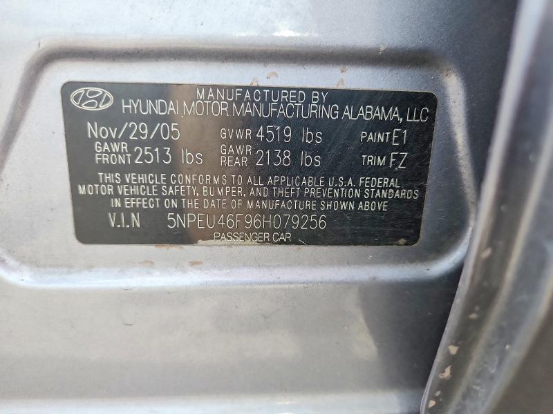 59799946 :رقم المزاد ، 5NPEU46F96H079256 vin ، 2006 Hyundai Sonata مزاد بيع