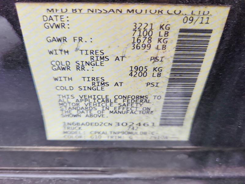 Aukcja sprzedaży 2012 Nissan Titan, vin: 1N6BA0ED2CN302461, numer aukcji: 59592176