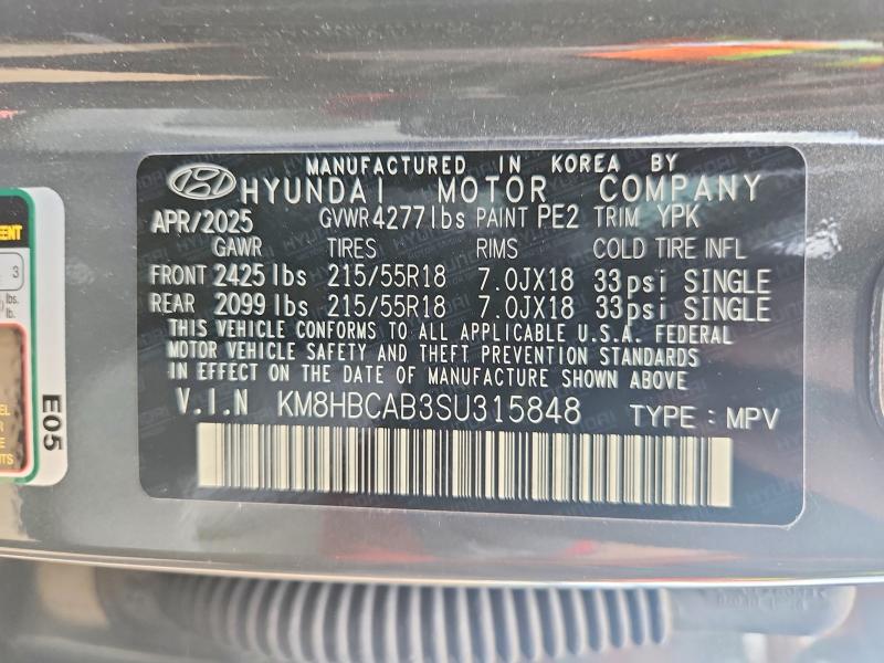 Aukcja sprzedaży 2025 Hyundai Kona, vin: KM8HBCAB3SU315848, numer aukcji: 60030926
