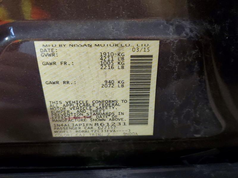 59660136 :رقم المزاد ، 1N4AL3AP1FN861231 vin ، 2015 Nissan Altima مزاد بيع