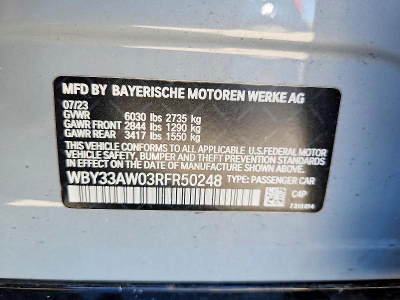 Продаж на аукціоні авто 2024 Bmw I4, vin: WBY33AW03RFR50248, номер лоту: 59609586
