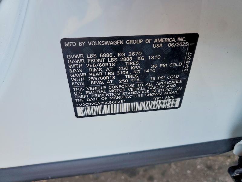 Продажа на аукционе авто 2025 Volkswagen Atlas, vin: 1V2CR2CA7SC568281, номер лота: 59745276