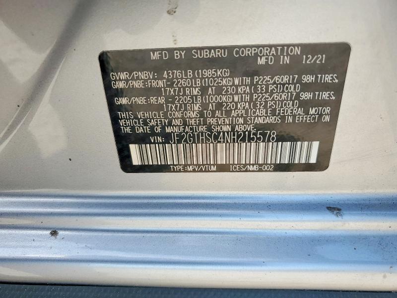 Продажа на аукционе авто 2022 Subaru Crosstrek, vin: JF2GTHSC4NH215578, номер лота: 59849716