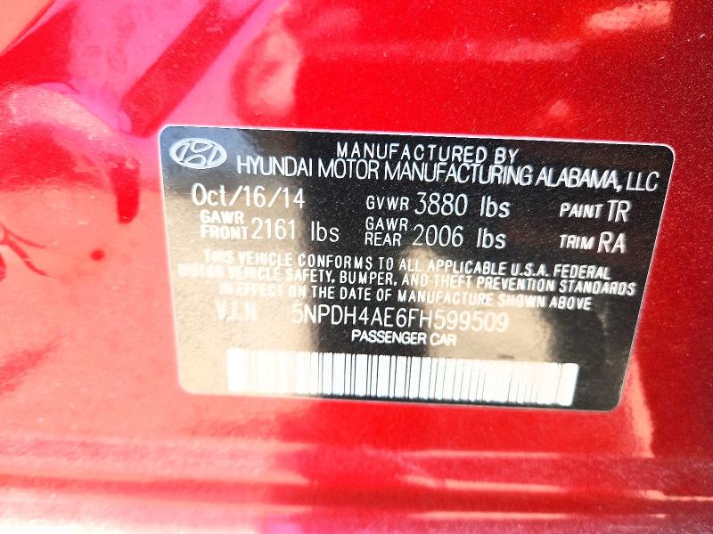Продаж на аукціоні авто 2015 Hyundai Elantra, vin: 5NPDH4AE6FH599509, номер лоту: 59147126