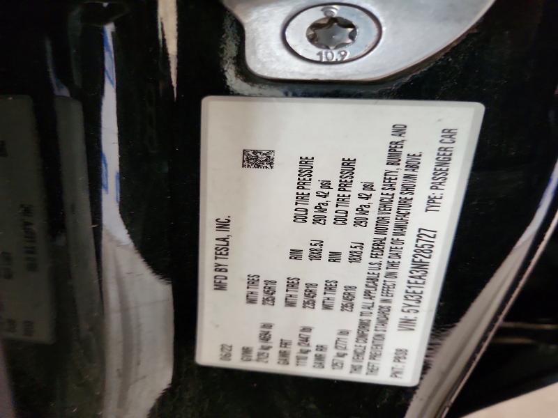 59968076 :رقم المزاد ، 5YJ3E1EA3NF285727 vin ، 2022 Tesla Model 3 مزاد بيع