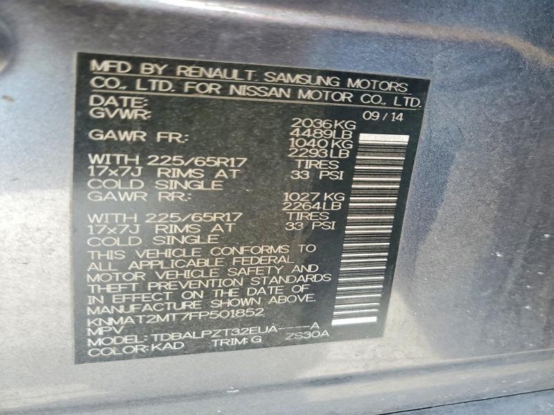 60401306 :رقم المزاد ، KNMAT2MT7FP501852 vin ، 2015 Nissan Rogue مزاد بيع