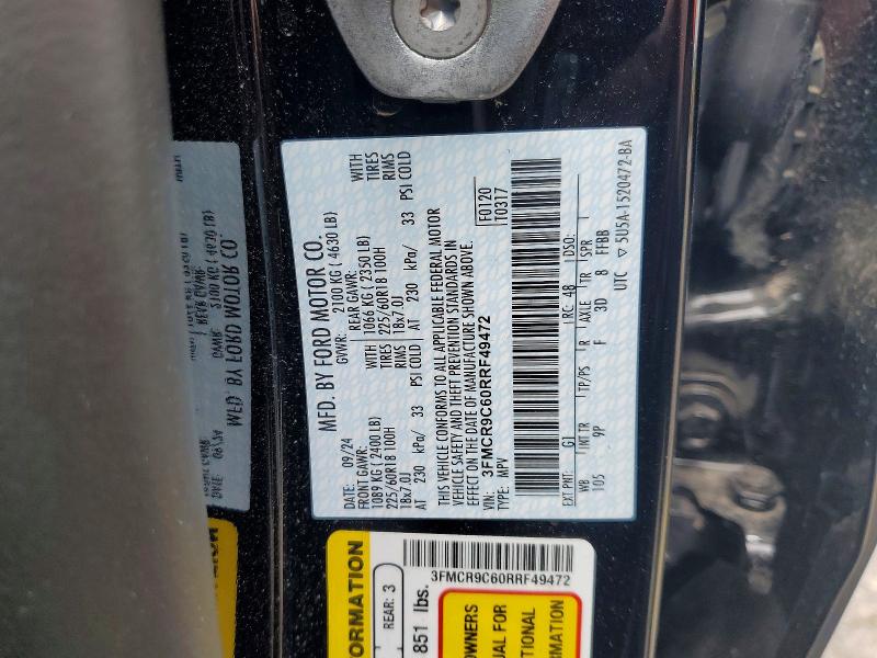 59343246 :رقم المزاد ، 3FMCR9C60RRF49472 vin ، 2024 Ford Bronco Sport مزاد بيع