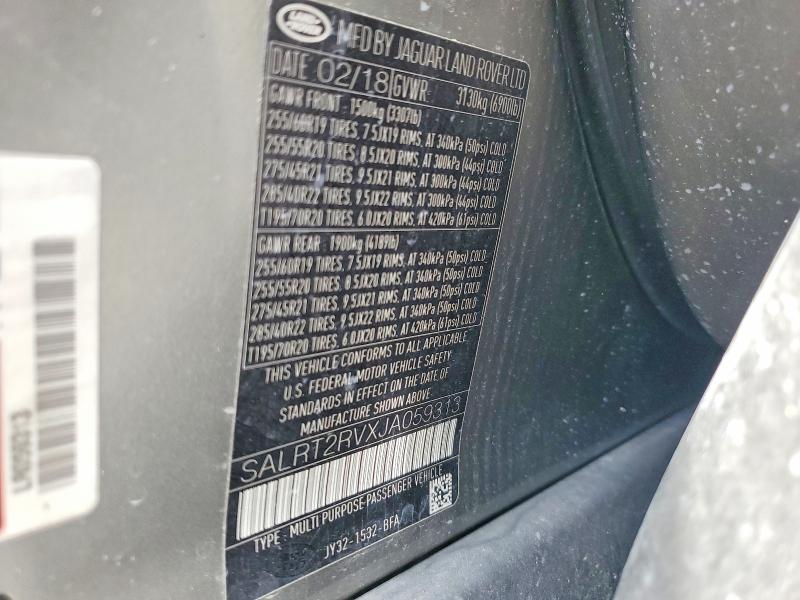 62953356 :رقم المزاد ، SALRT2RVXJA059313 vin ، 2018 Land Rover Discovery مزاد بيع