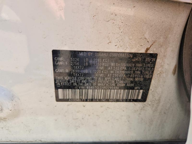 61715136 :رقم المزاد ، 4S4BTGLDXR3290486 vin ، 2024 Subaru Outback مزاد بيع