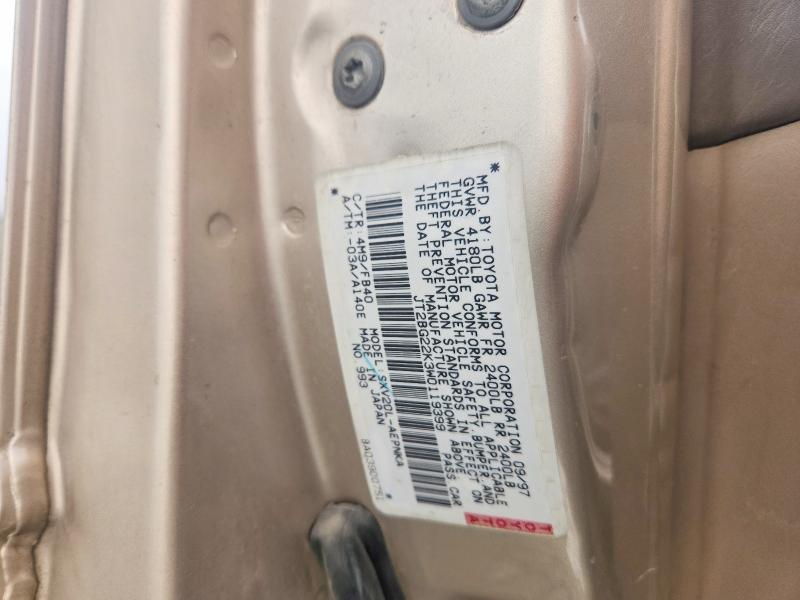 1998 Toyota Camry მანქანა იყიდება აუქციონზე, vin: JT2BG22K3W0119399, აუქციონის ნომერი: 61981636