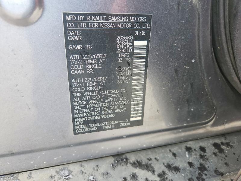 2016 Nissan Rogue მანქანა იყიდება აუქციონზე, vin: KNMAT2MT4GP651340, აუქციონის ნომერი: 60560466