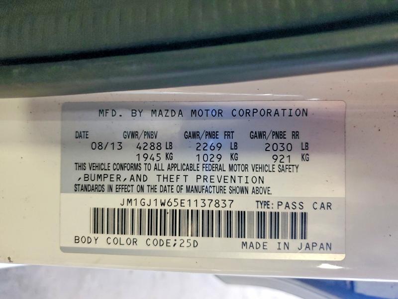 61504606 :رقم المزاد ، JM1GJ1W65E1137837 vin ، 2014 Mazda 6 مزاد بيع