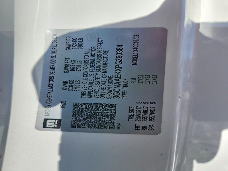 2023 Chevrolet Silverado მანქანა იყიდება აუქციონზე, vin: 3GCNAAEKXPG360384, აუქციონის ნომერი: 61725296