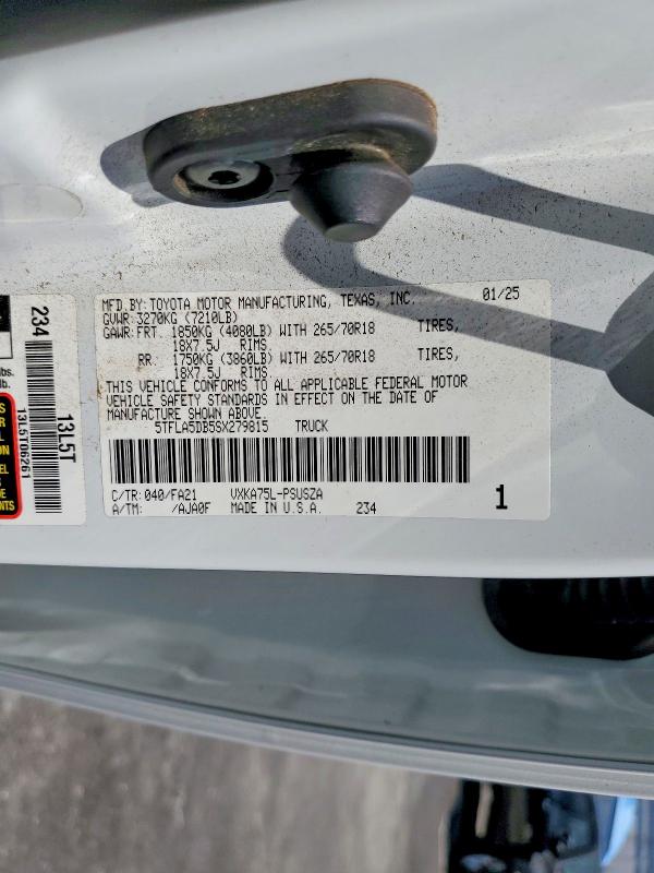 Aukcja sprzedaży 2025 Toyota Tundra, vin: 5TFLA5DB5SX279815, numer aukcji: 61814666