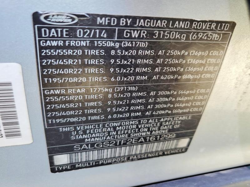 Aukcja sprzedaży 2014 Land Rover Range Rover, vin: SALGS2TF2EA161299, numer aukcji: 61500586