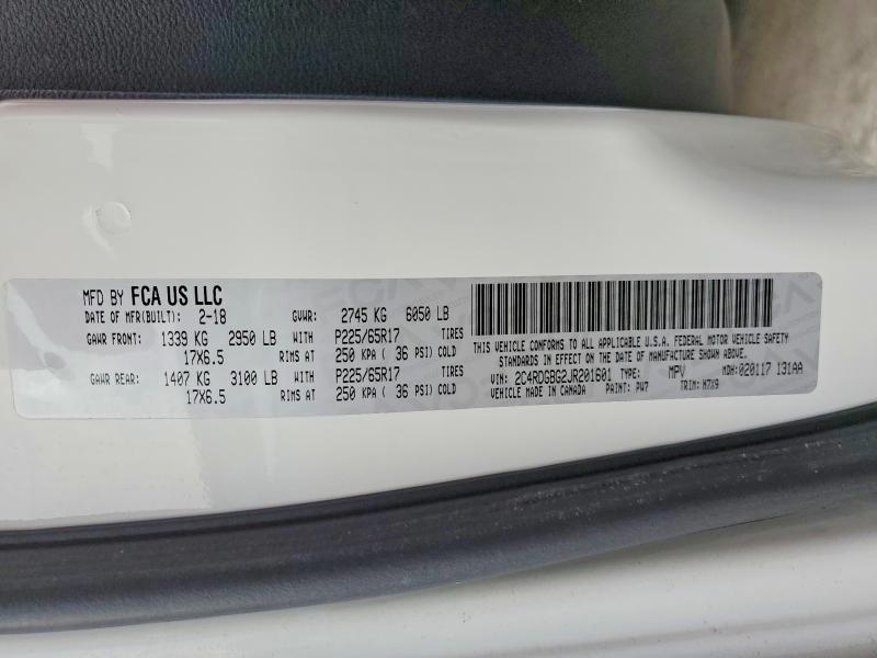 Auction sale of the 2018 Dodge Grand Caravan, vin: 2C4RDGBG2JR201601, lot number: 62012216