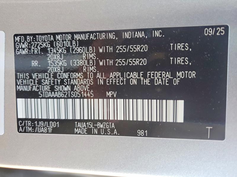 2026 Lexus Tx 350 მანქანა იყიდება აუქციონზე, vin: 5TDAAAB62TS051445, აუქციონის ნომერი: 59278956