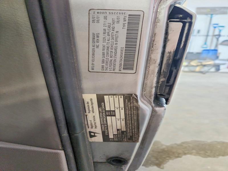 Продаж на аукціоні авто 2002 Volkswagen Eurovan, vin: WV2NB47042H045932, номер лоту: 60476766