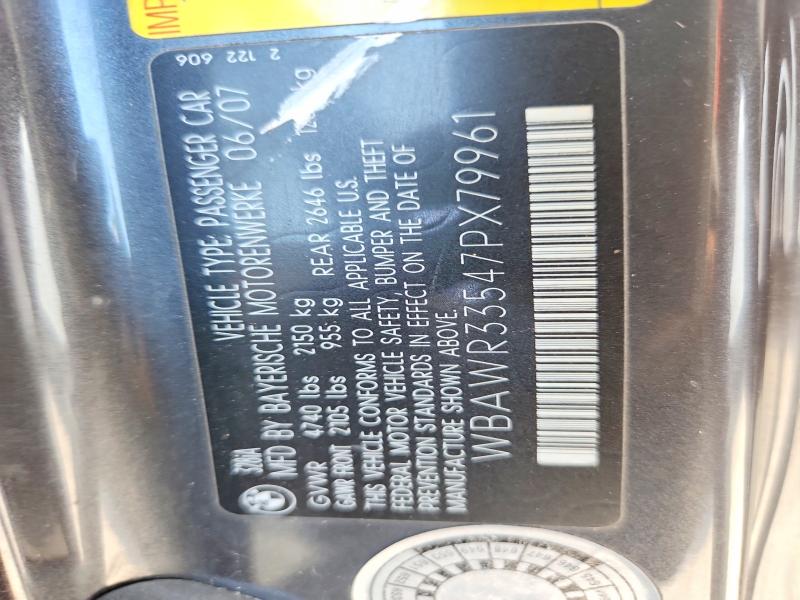 Aukcja sprzedaży 2007 Bmw 328, vin: WBAWR33547PX79961, numer aukcji: 60400206