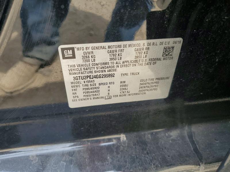 Продаж на аукціоні авто 2016 Gmc Sierra, vin: 3GTU2PEJ4GG299892, номер лоту: 61750926