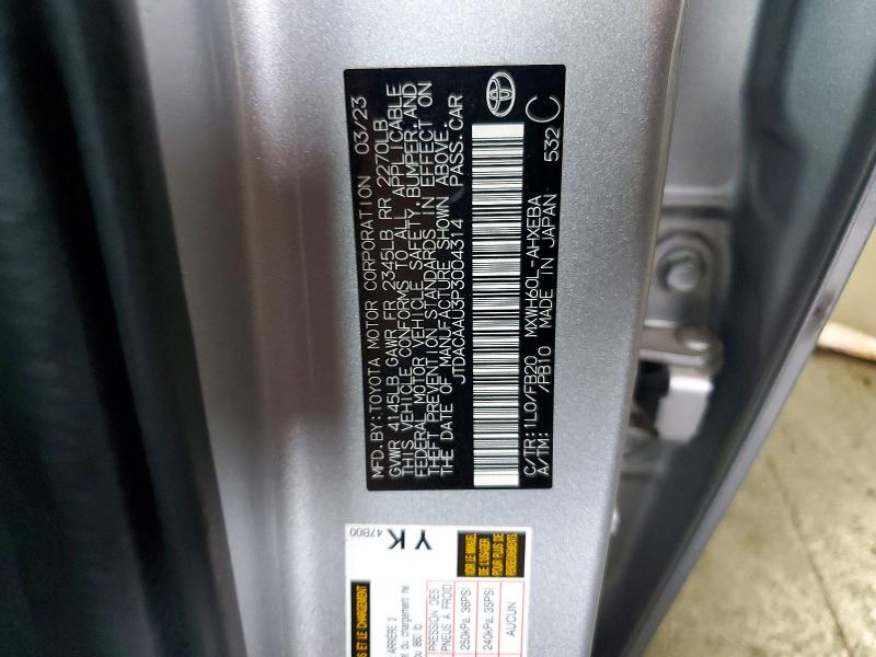 Aukcja sprzedaży 2023 Toyota Prius, vin: JTDACAAU3P3004314, numer aukcji: 60247486