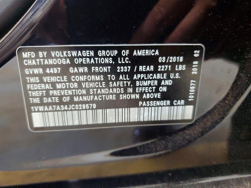 Продажа на аукционе авто 2018 Volkswagen Passat, vin: 1VWAA7A34JC029579, номер лота: 60136836