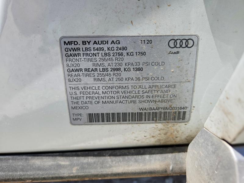 Aukcja sprzedaży 2021 Audi Q5, vin: WA1BAAFY6M2031640, numer aukcji: 62075726