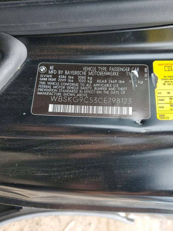 Aukcja sprzedaży 2012 Bmw M3, vin: WBSKG9C53CE798123, numer aukcji: 59912196
