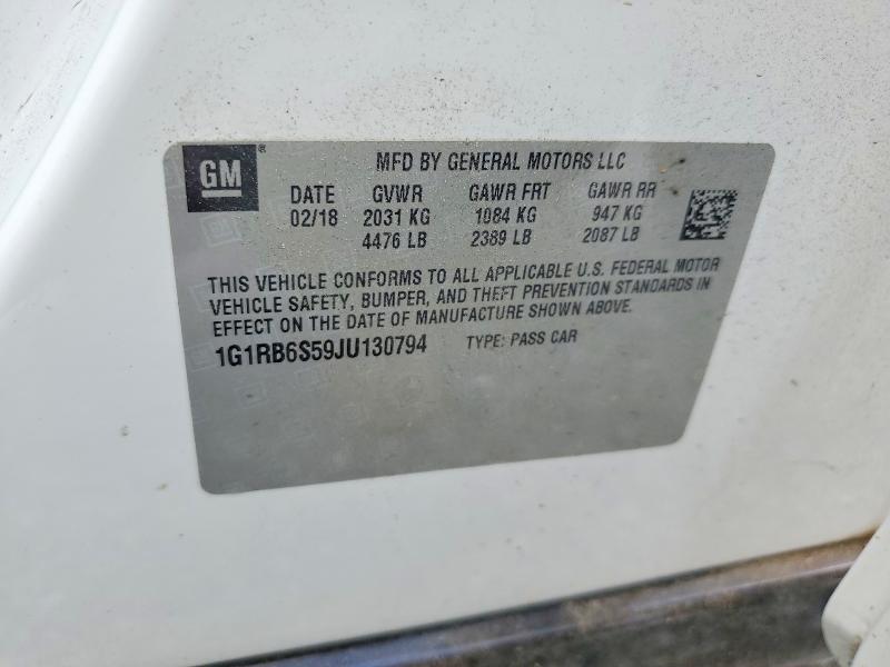 60007336 :رقم المزاد ، 1G1RB6S59JU130794 vin ، 2018 Chevrolet Volt مزاد بيع