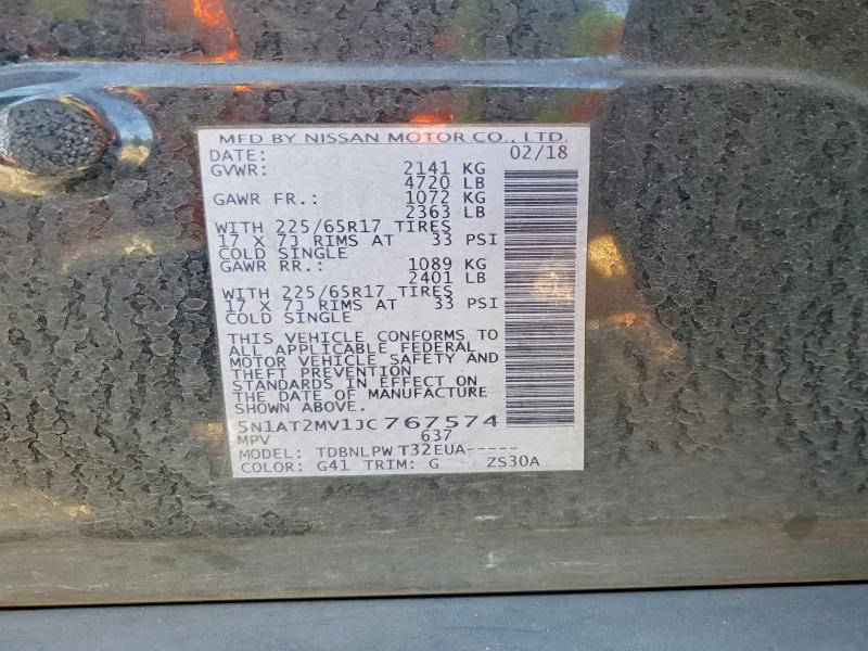 Продаж на аукціоні авто 2018 Nissan Rogue, vin: 5N1AT2MV1JC767574, номер лоту: 60848526