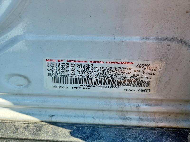 Продаж на аукціоні авто 2016 Mitsubishi Outlander, vin: JA4AD2A32GZ017203, номер лоту: 63348436