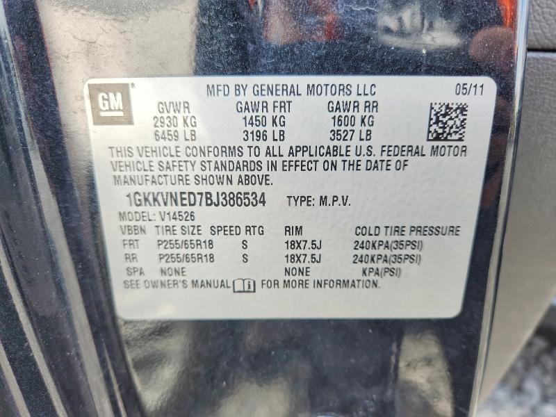 59964066 :رقم المزاد ، 1GKKVNED7BJ386534 vin ، 2011 Gmc Acadia مزاد بيع