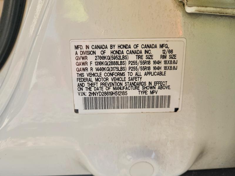 Aukcja sprzedaży 2009 Acura Mdx, vin: 2HNYD28619H512185, numer aukcji: 61980906