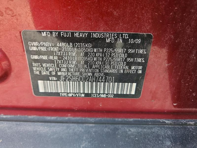 Aukcja sprzedaży 2010 Subaru Forester, vin: JF2SH6CC2AH744701, numer aukcji: 60276076